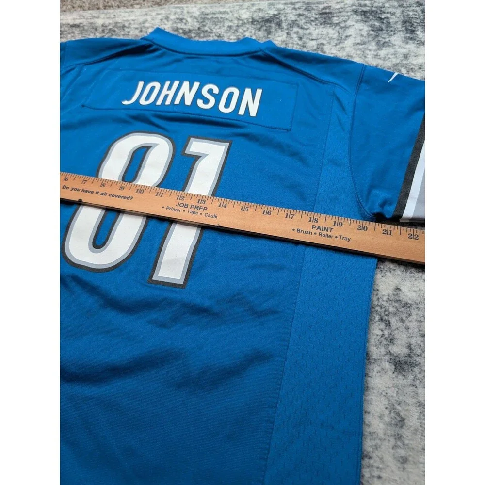 Nike On Field Detroit Lions Calvin Johnson #81 Blue Game Jersey Youth XL 18/20